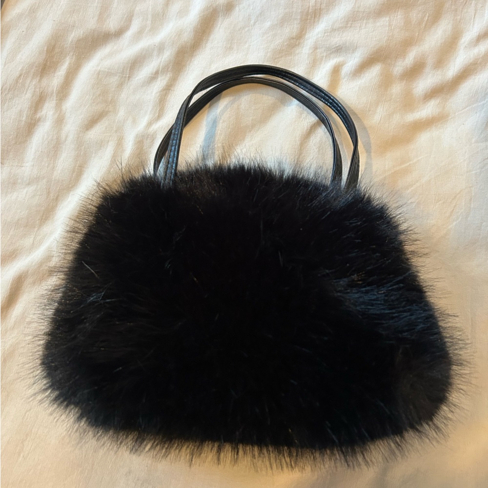 Elegant Black Faux Fur Women's Bag